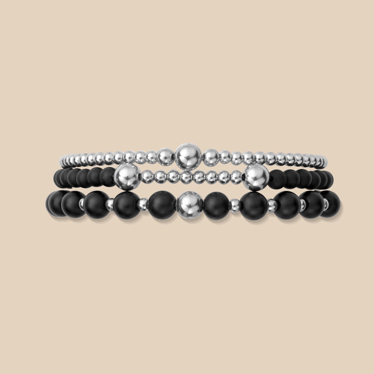 Black Onyx Bracelet Stack