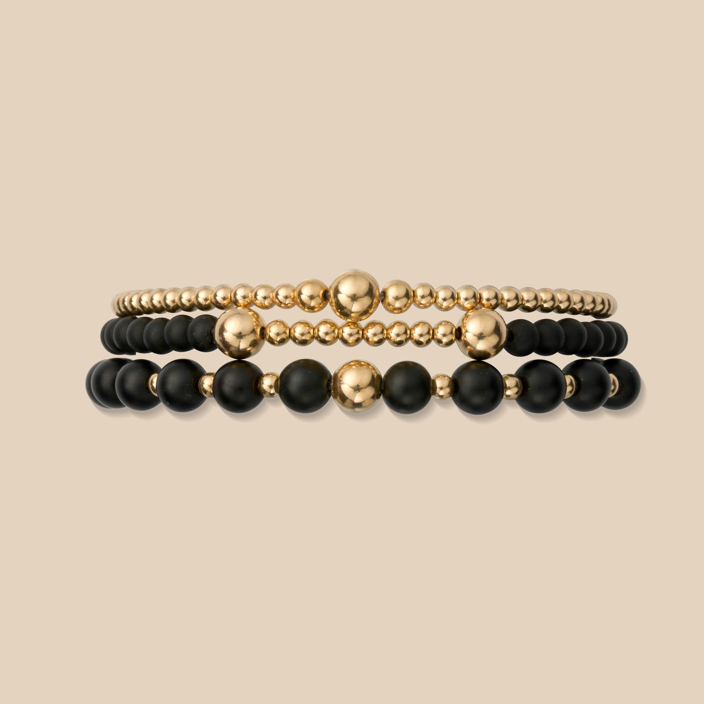 Black Onyx Bracelet Stack