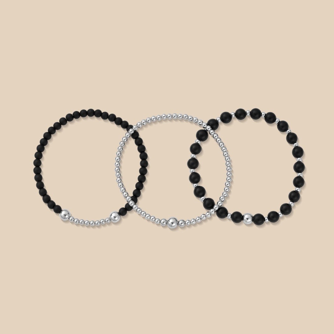 Black Onyx Bracelet Stack